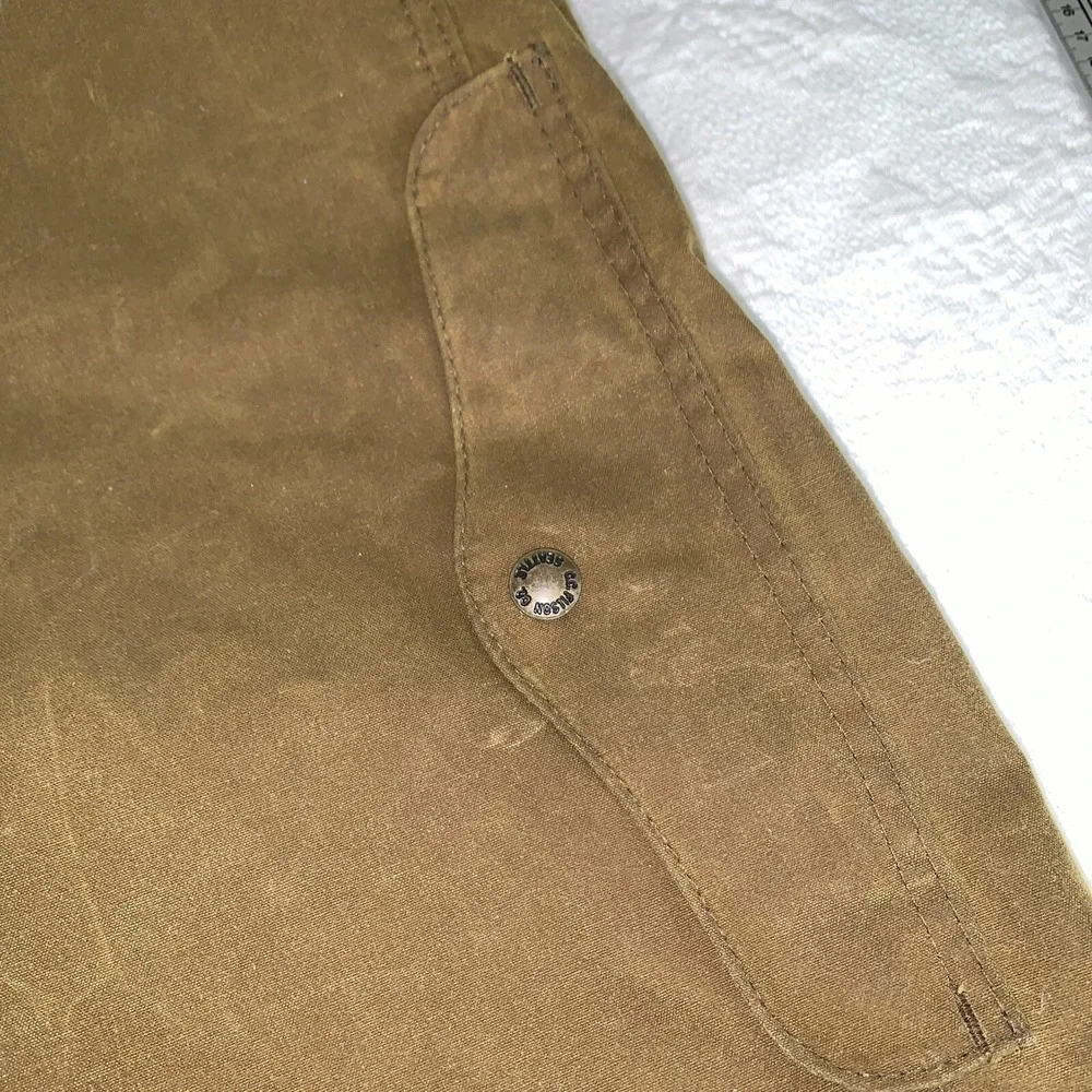 vtg Filson Tin Cloth Upland Game Field Jacket USA Made Size Medium Rear Pocket - Picture 12 of 13